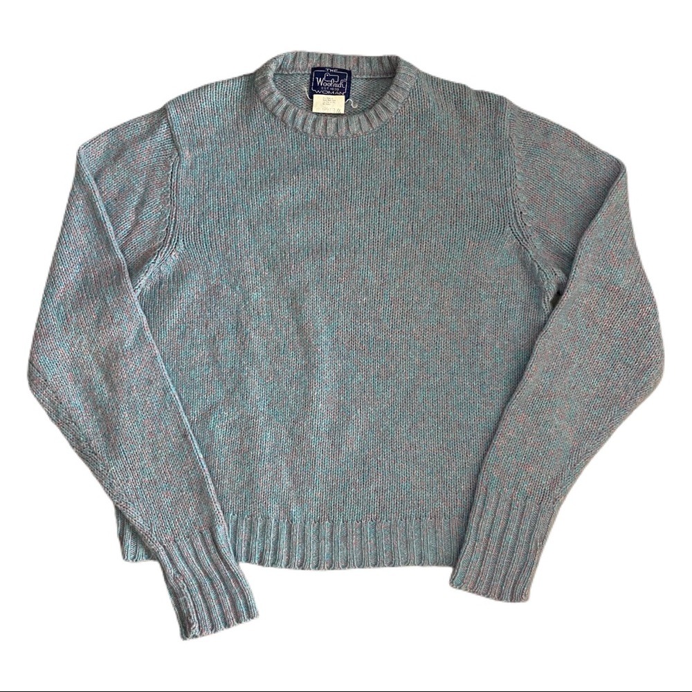 Vintage Woolrich Crewneck Sweater - Pink & Blue Marl 90s Sz M Wool Blend